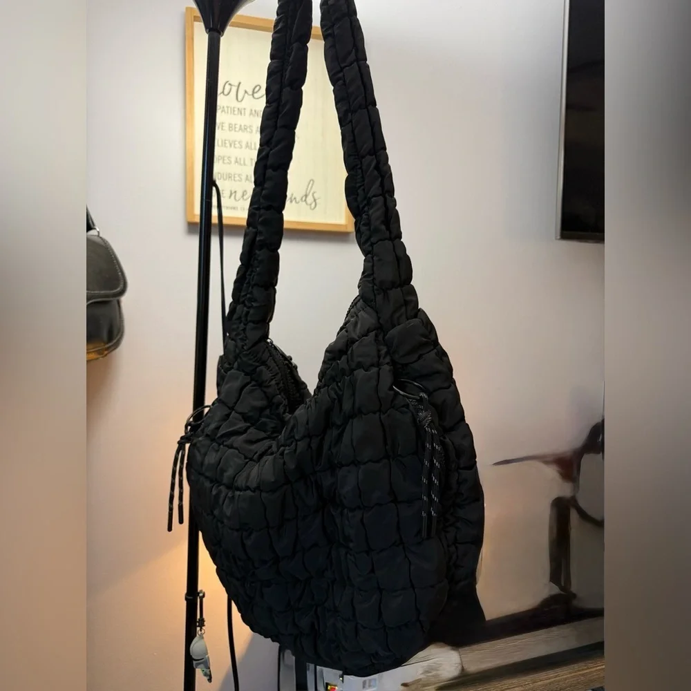 Urban Fit by Urban Expressions Leda Black Puffer HoboTote Bag - Black